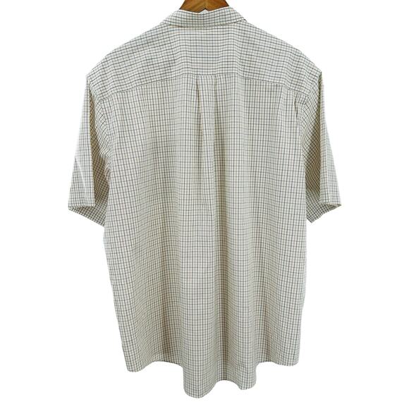 Cabbala’s Button-down Plaid Men's Shirt Short Sleeve Cream Brown Tan XLarge - Picture 4 of 11